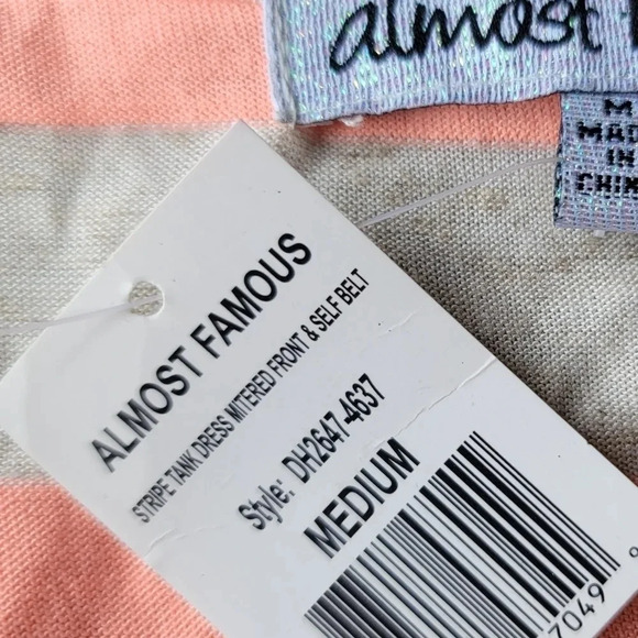 NWT Almost Famous Neon Orange Gray Stiped Chevron Tank Maxi Dress Linen sz M - Picture 9 of 12